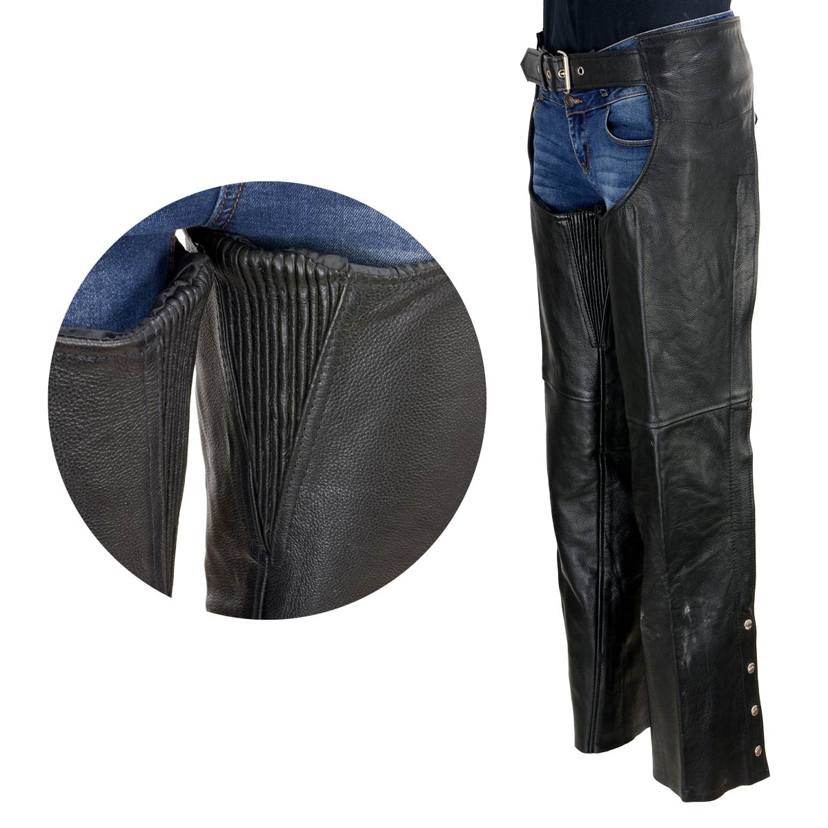 Milwaukee Leather LKL6707 Women's Black Premium Leather Dual Comfort Motorcycle Rider Chaps 9 Milwaukee Leather LKL6707 Women's Black Premium Leather Dual Comfort Motorcycle Rider Chaps