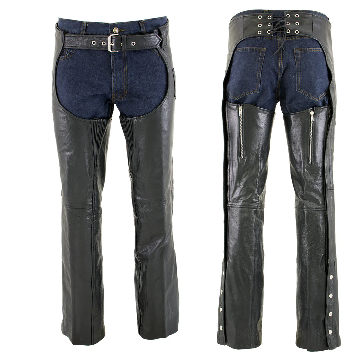 Milwaukee Leather LKM5722 Men's Black Premium Leather Dual Comfort Motorcycle Biker Rider Chaps 11 Milwaukee Leather LKM5722 Men's Black Premium Leather Dual Comfort Motorcycle Biker Rider Chaps