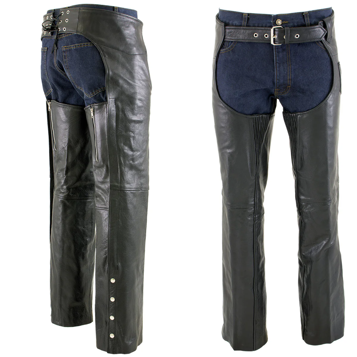 Milwaukee Leather LKM5722 Men's Black Premium Leather Dual Comfort Motorcycle Biker Rider Chaps 8 Milwaukee Leather LKM5722 Men's Black Premium Leather Dual Comfort Motorcycle Biker Rider Chaps