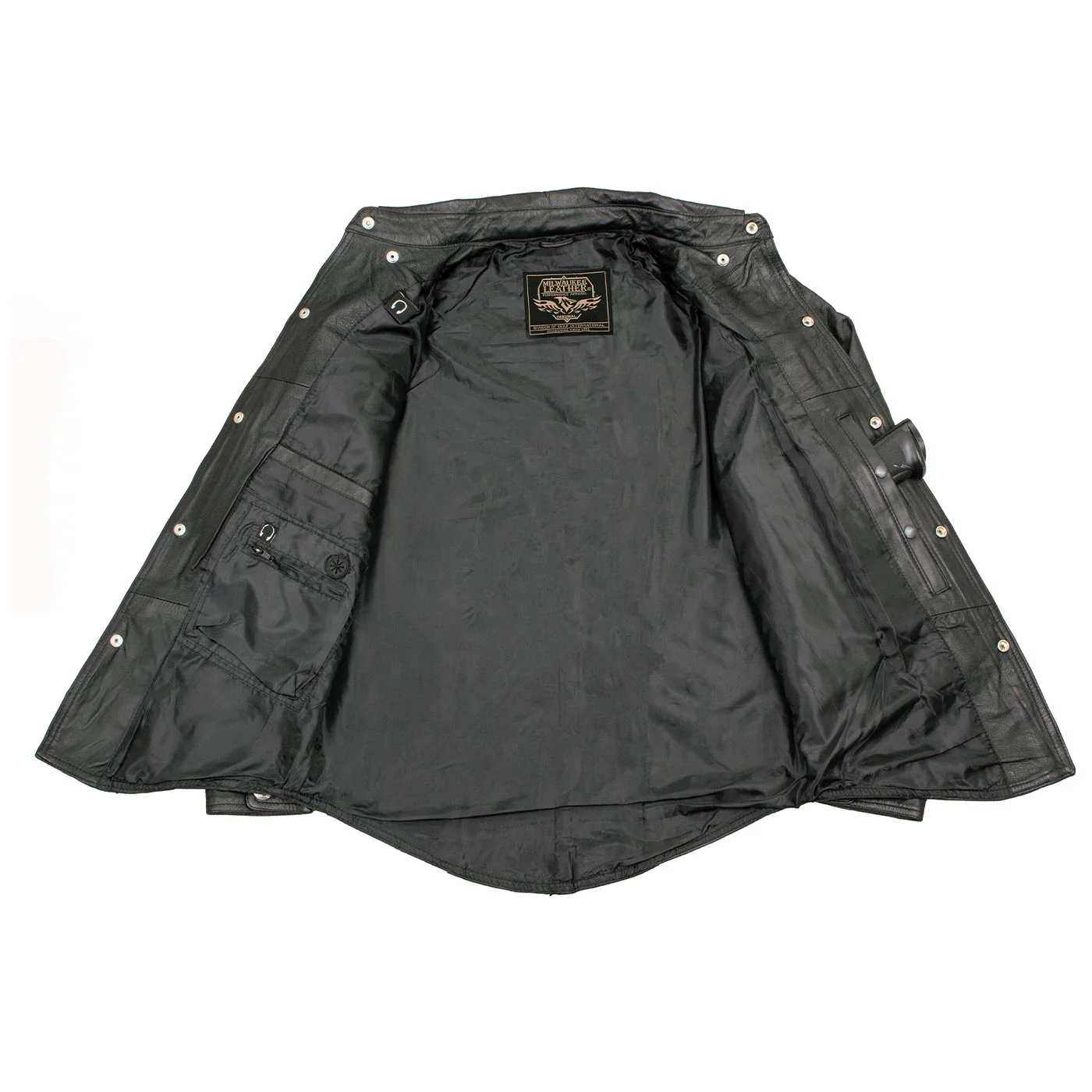 Milwaukee Leather MLM1611 Men's Premium Black Leather Casual Biker Rider Shirt w/ Vintage 5 Cent Buffalo Buttons 5 Milwaukee Leather MLM1611 Men's Premium Black Leather Casual Biker Rider Shirt w/ Vintage 5 Cent Buffalo Buttons
