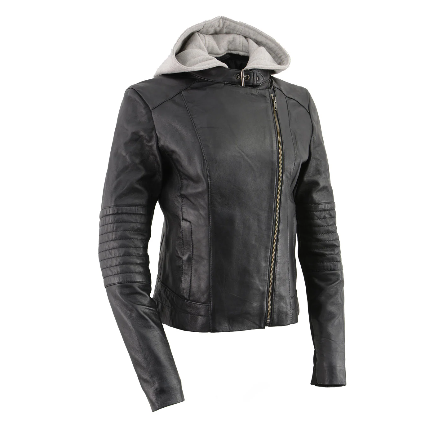 Milwaukee Leather LKL2737 Women's Black Premium Leather Motorcycle Biker Racer Style Scuba Jacket w/ Hoodie 10 Milwaukee Leather LKL2737 Women's Black Premium Leather Motorcycle Biker Racer Style Scuba Jacket w/ Hoodie