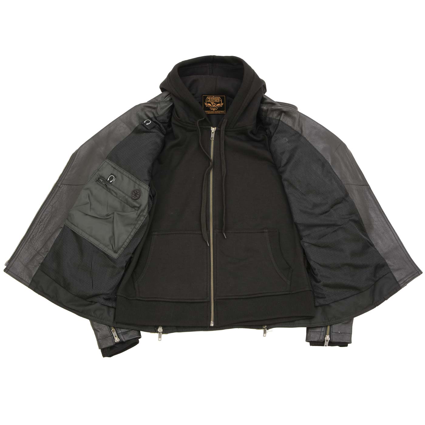 Milwaukee Leather LKL2739 Women's Black Premium Leather Vented Motorcycle Biker Jacket w/ Hoodie 5 Milwaukee Leather LKL2739 Women's Black Premium Leather Vented Motorcycle Biker Jacket w/ Hoodie