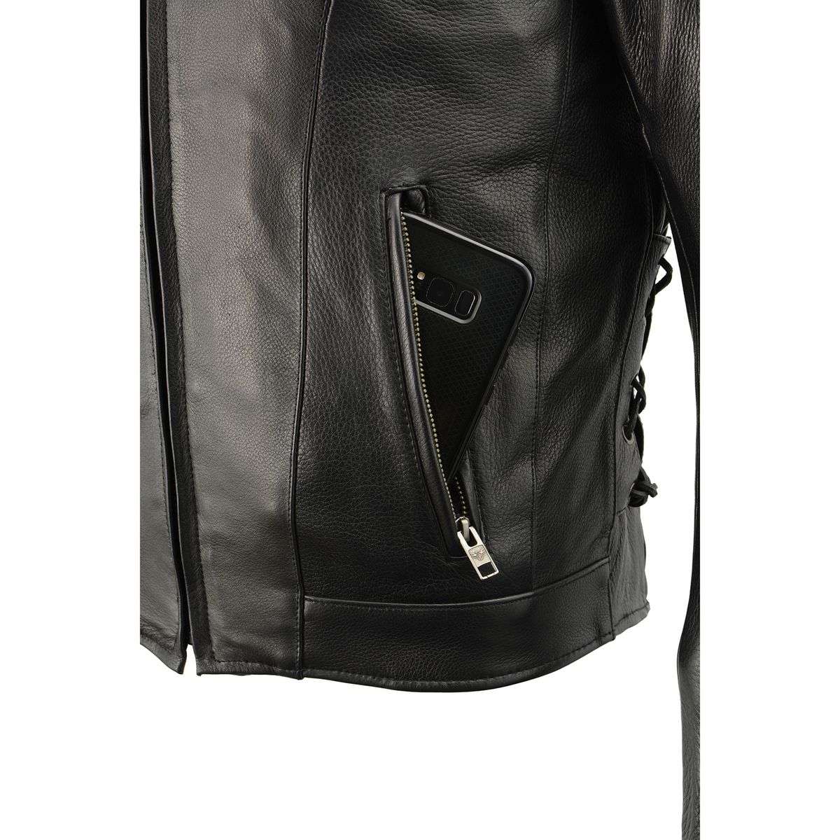 Milwaukee Leather SH1010 Men's 'Scooter' Black Vented Leather Jacket with Side Laces 13 Milwaukee Leather SH1010 Men's 'Scooter' Black Vented Leather Jacket with Side Laces
