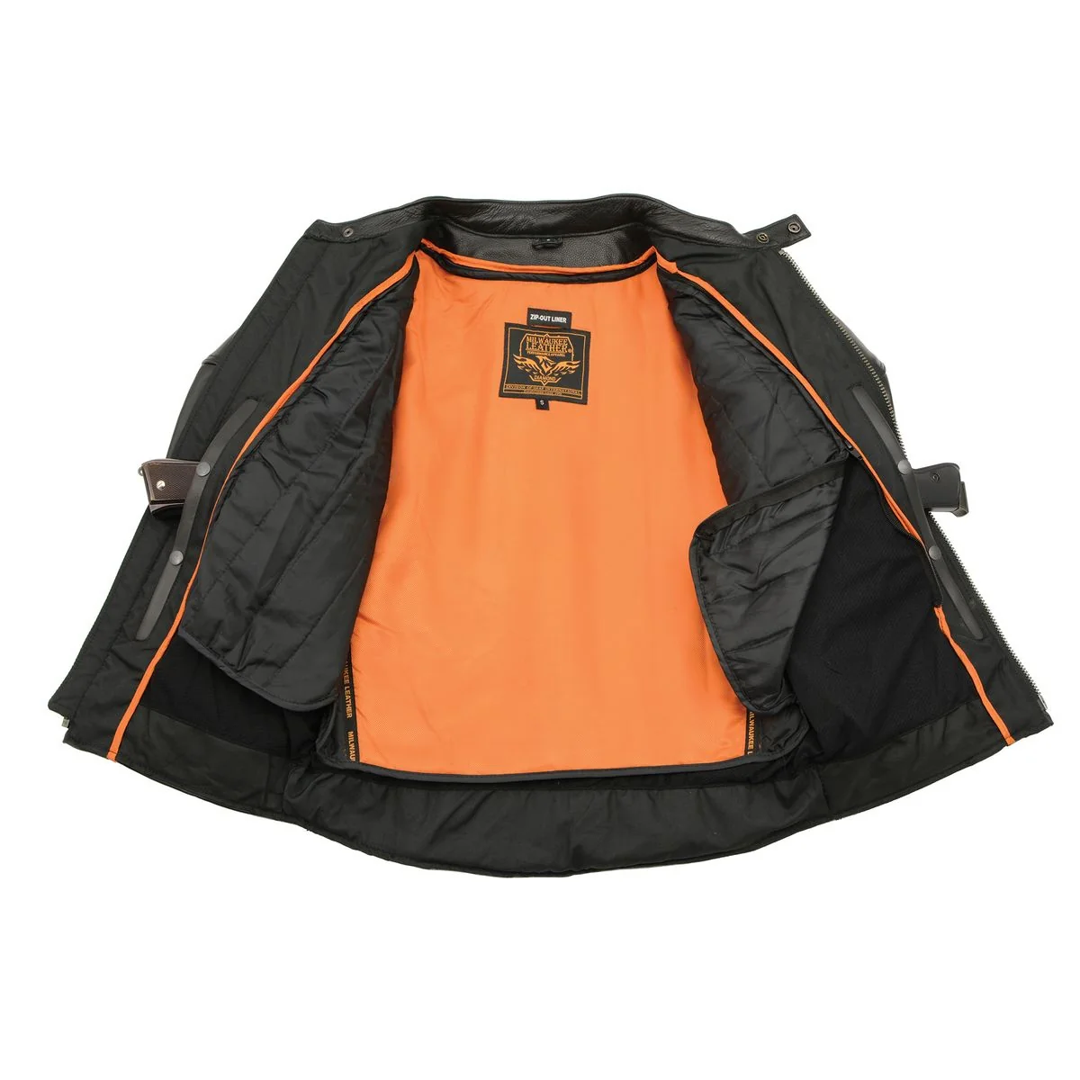 Milwaukee Leather SH1010 Men's 'Scooter' Black Vented Leather Jacket with Side Laces 6 Milwaukee Leather SH1010 Men's 'Scooter' Black Vented Leather Jacket with Side Laces