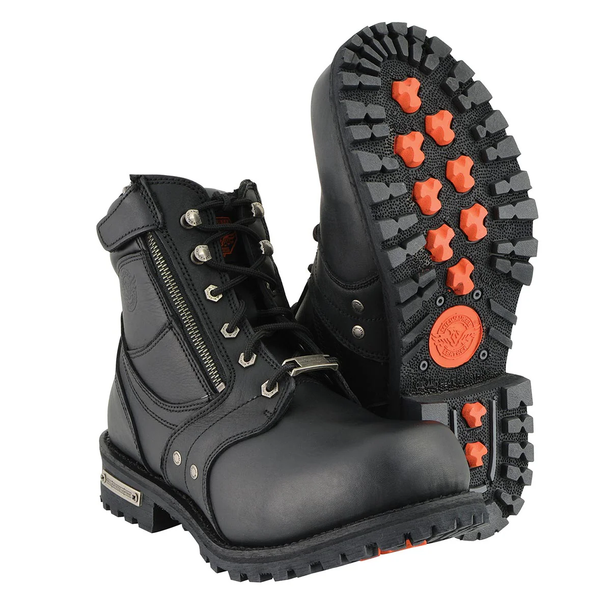 Milwaukee Leather Men's Black Leather 6-inch Lace-Up Motorcycle Biker Rider Boots w/ Zipper Closure MBM9050 11 Milwaukee Leather Men's Black Leather 6-inch Lace-Up Motorcycle Biker Rider Boots w/ Zipper Closure MBM9050