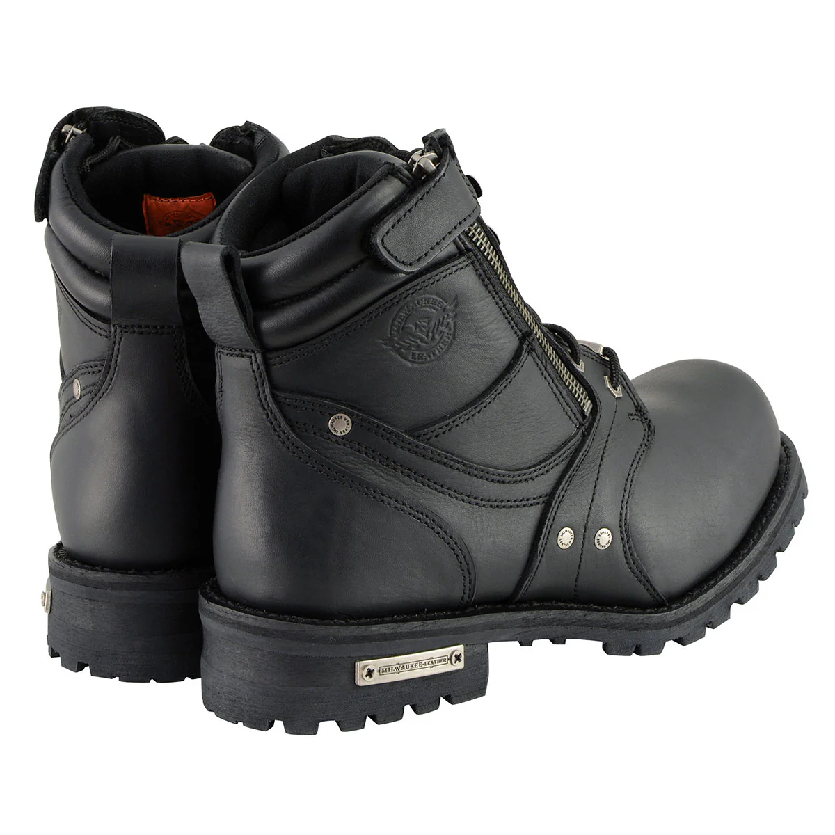 Milwaukee Leather Men's Black Leather 6-inch Lace-Up Motorcycle Biker Rider Boots w/ Zipper Closure MBM9050 20 Milwaukee Leather Men's Black Leather 6-inch Lace-Up Motorcycle Biker Rider Boots w/ Zipper Closure MBM9050