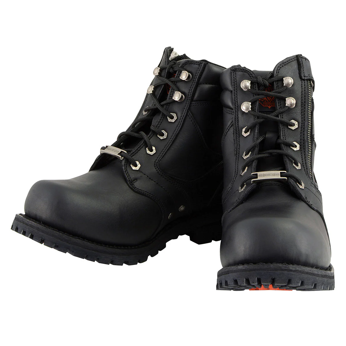 Milwaukee Leather Men's Black Leather 6-inch Lace-Up Motorcycle Biker Rider Boots w/ Zipper Closure MBM9050 5 Milwaukee Leather Men's Black Leather 6-inch Lace-Up Motorcycle Biker Rider Boots w/ Zipper Closure MBM9050