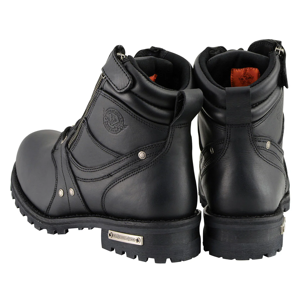 Milwaukee Leather Men's Black Leather 6-inch Lace-Up Motorcycle Biker Rider Boots w/ Zipper Closure MBM9050 8 Milwaukee Leather Men's Black Leather 6-inch Lace-Up Motorcycle Biker Rider Boots w/ Zipper Closure MBM9050