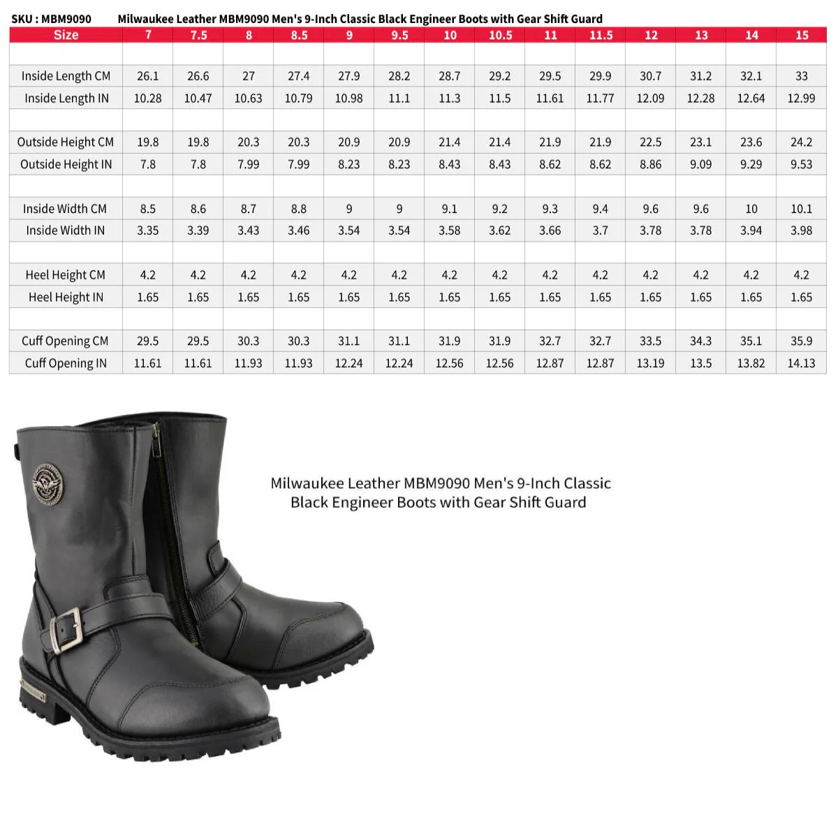 Milwaukee Leather Men's 9-Inch Classic Black Leather Engineer Motorcycle Boots with Gear Shift Guard MBM9090 3 Milwaukee Leather Men's 9-Inch Classic Black Leather Engineer Motorcycle Boots with Gear Shift Guard MBM9090