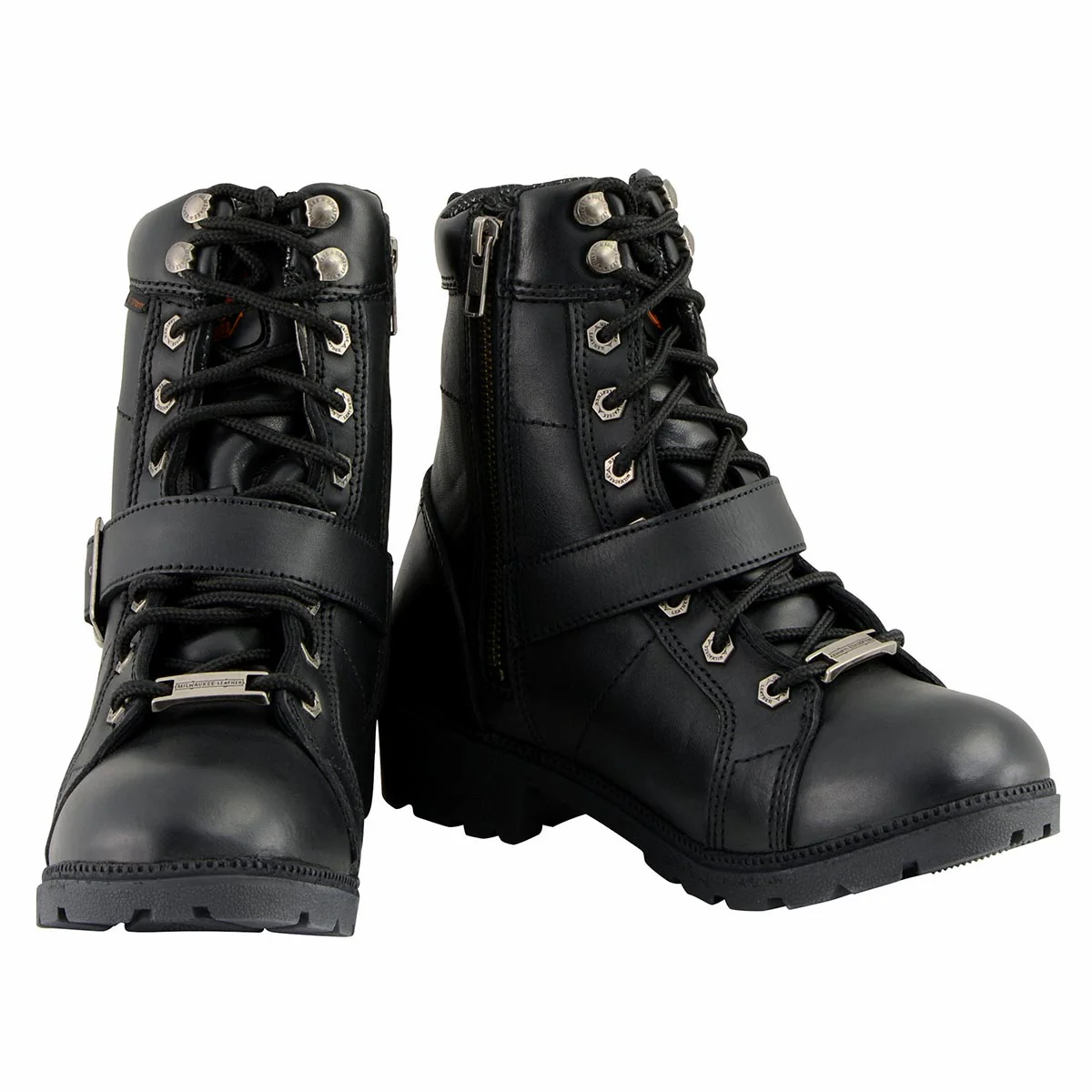 Milwaukee Leather MBL9326WP Women's Premium Black Leather Lace-Up Waterproof Motorcyle Rider Boots 2 Milwaukee Leather MBL9326WP Women's Premium Black Leather Lace-Up Waterproof Motorcyle Rider Boots