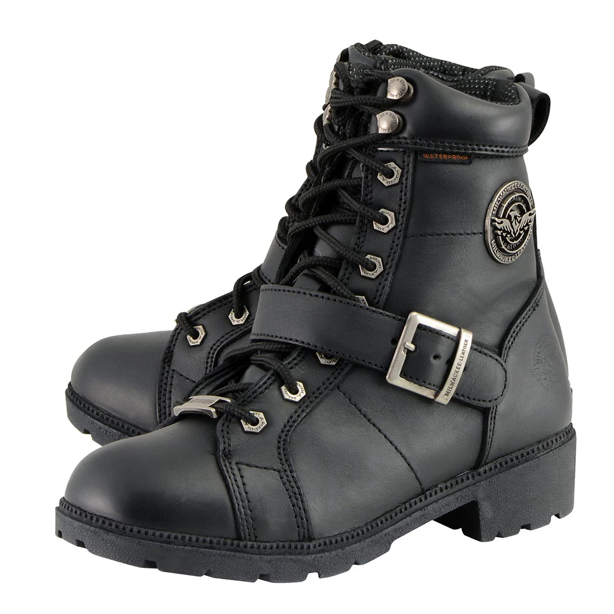 Milwaukee Leather MBL9326WP Women's Premium Black Leather Lace-Up Waterproof Motorcyle Rider Boots 5 Milwaukee Leather MBL9326WP Women's Premium Black Leather Lace-Up Waterproof Motorcyle Rider Boots
