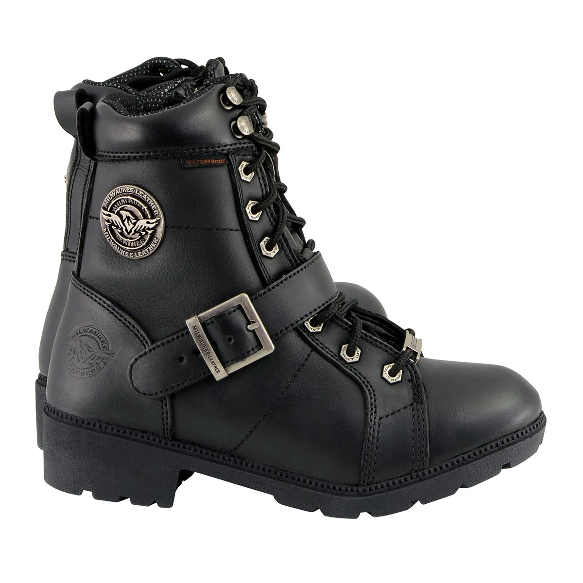 Milwaukee Leather MBL9326WP Women's Premium Black Leather Lace-Up Waterproof Motorcyle Rider Boots 9 Milwaukee Leather MBL9326WP Women's Premium Black Leather Lace-Up Waterproof Motorcyle Rider Boots