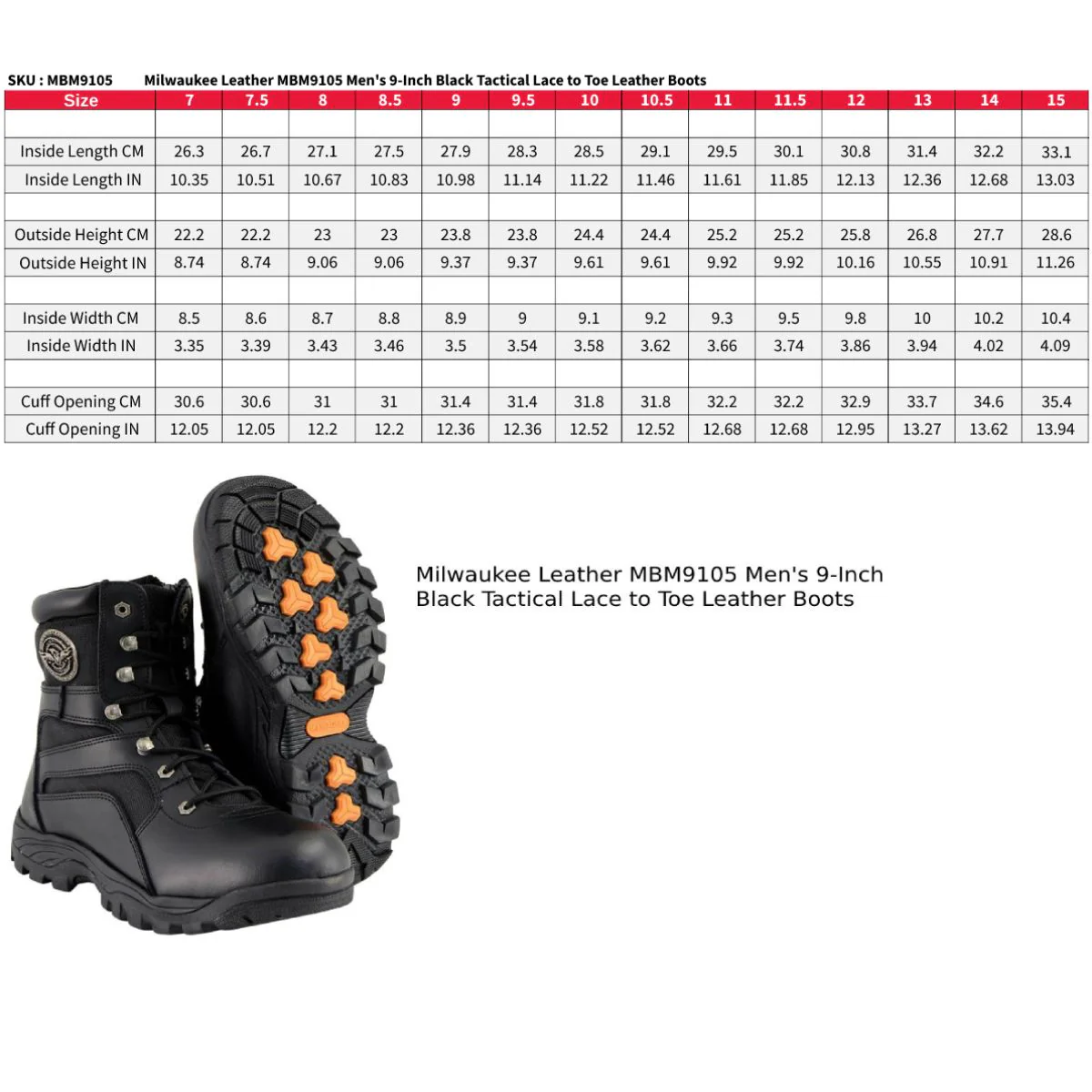 Milwaukee Leather MBM9105 Men's 9-Inch Black Leather Swat Style-Tactical Lace-Up Motorcycle Biker Boots 3 Milwaukee Leather MBM9105 Men's 9-Inch Black Leather Swat Style-Tactical Lace-Up Motorcycle Biker Boots