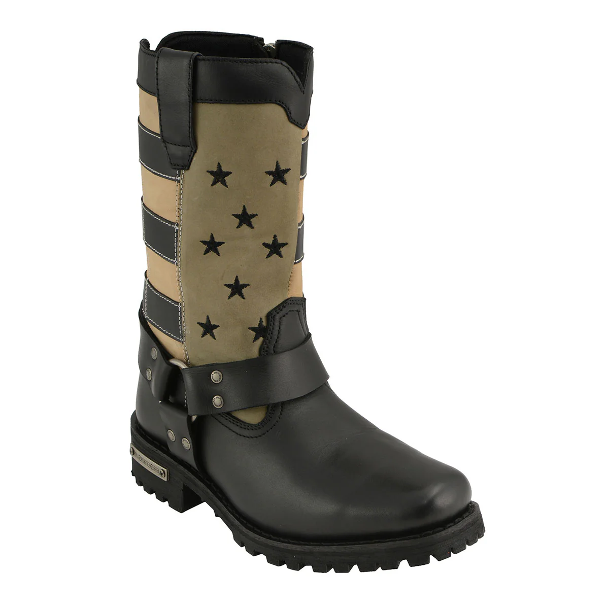 Milwaukee Leather MBL9363 Women’s Stars and Stripes Black with Tan Leather Motorcycle Rider Harness Boots 2 Milwaukee Leather MBL9363 Women’s Stars and Stripes Black with Tan Leather Motorcycle Rider Harness Boots