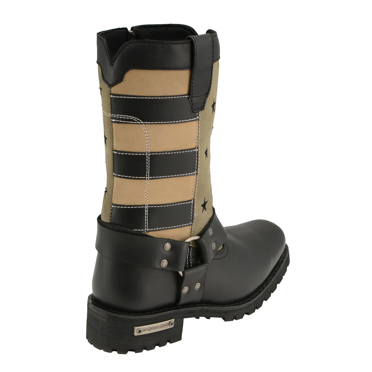 Milwaukee Leather MBL9363 Women’s Stars and Stripes Black with Tan Leather Motorcycle Rider Harness Boots 8 Milwaukee Leather MBL9363 Women’s Stars and Stripes Black with Tan Leather Motorcycle Rider Harness Boots
