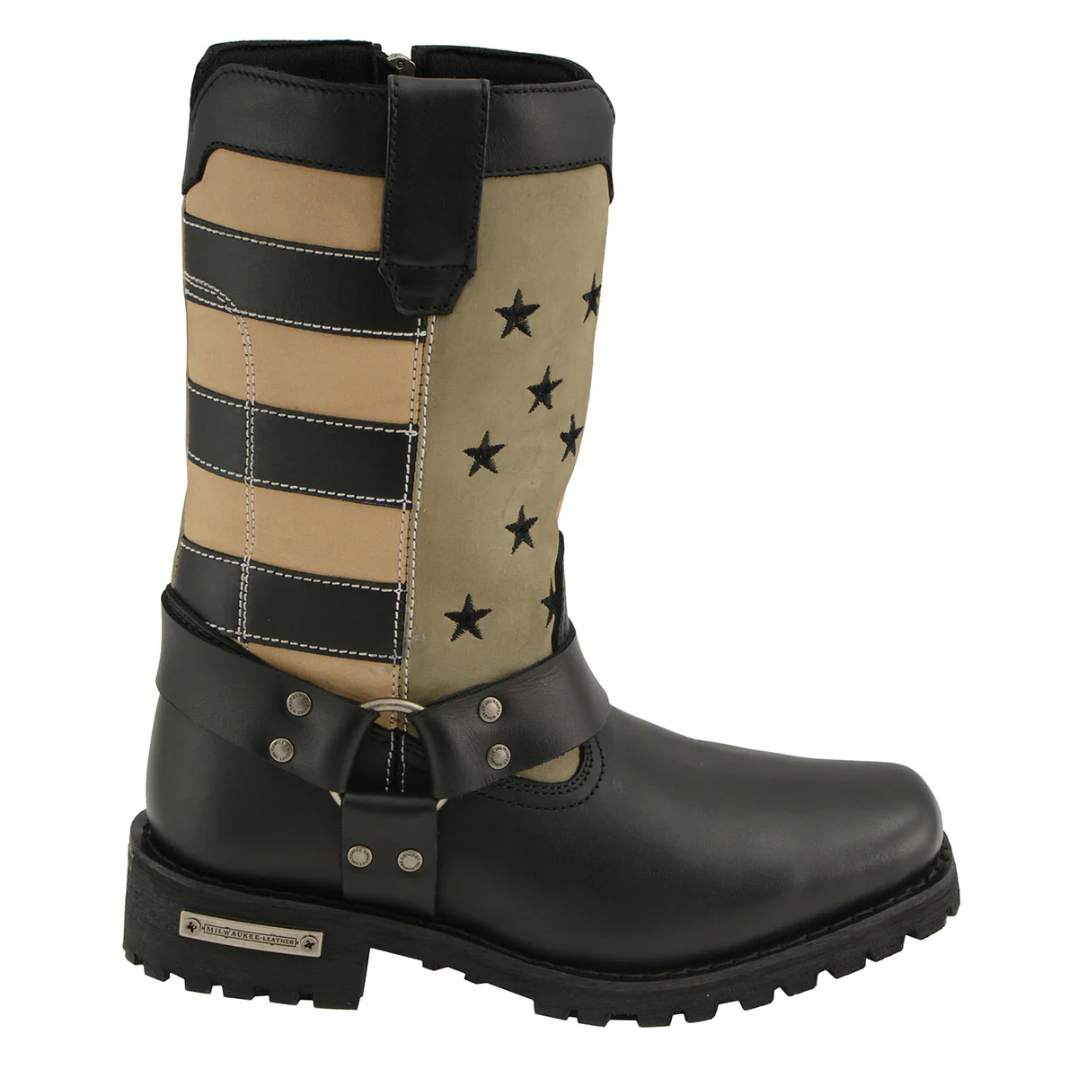 Milwaukee Leather MBL9363 Women’s Stars and Stripes Black with Tan Leather Motorcycle Rider Harness Boots 9 Milwaukee Leather MBL9363 Women’s Stars and Stripes Black with Tan Leather Motorcycle Rider Harness Boots