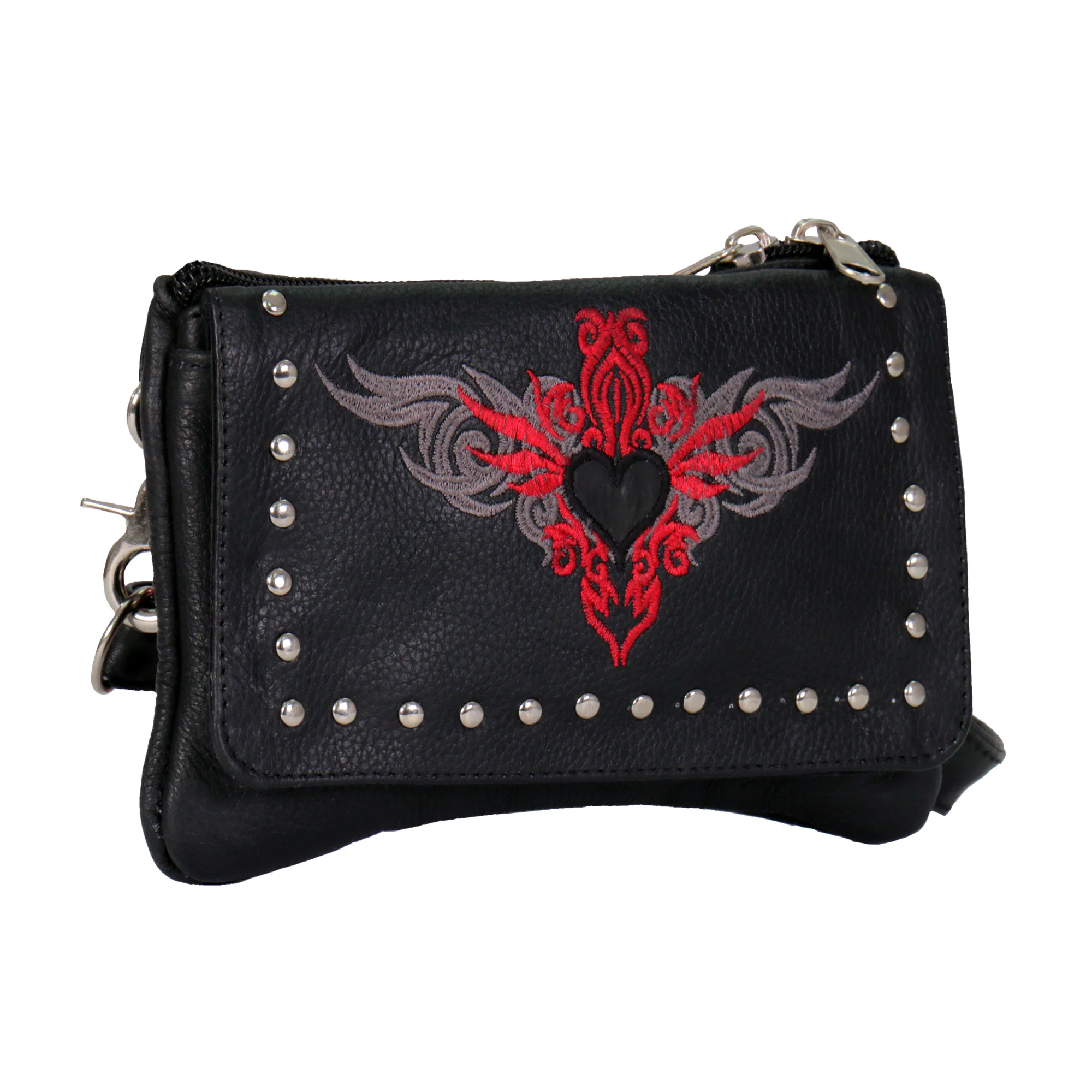Hot Leathers CPE2001 Reflective Heart with Studs Clip Pouch-8”X5”X1” 6 Hot Leathers CPE2001 Reflective Heart with Studs Clip Pouch-8”X5”X1”