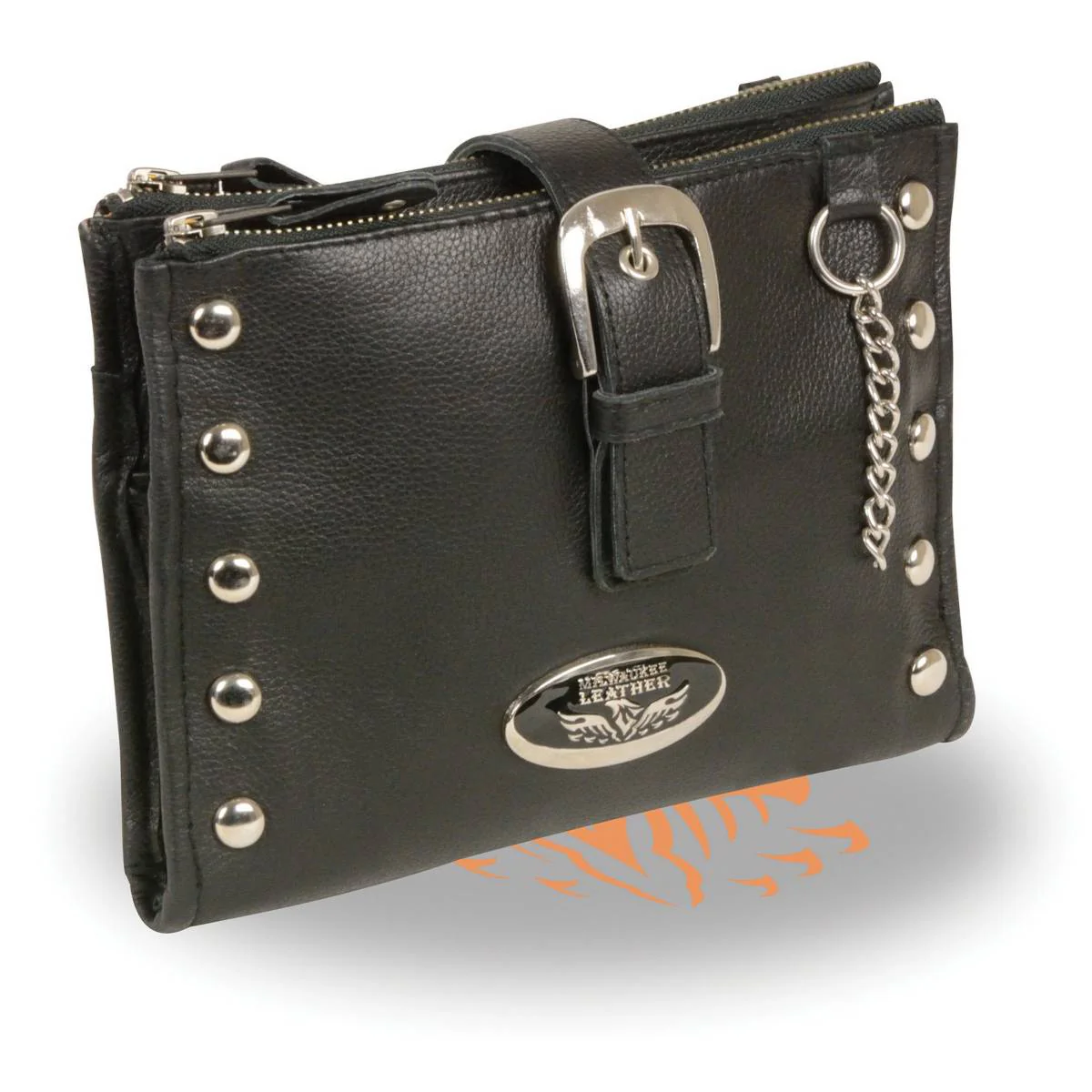 Milwaukee Leather MP8800 Women's Black Leather Studded Shoulder Bag 2 Milwaukee Leather MP8800 Women's Black Leather Studded Shoulder Bag