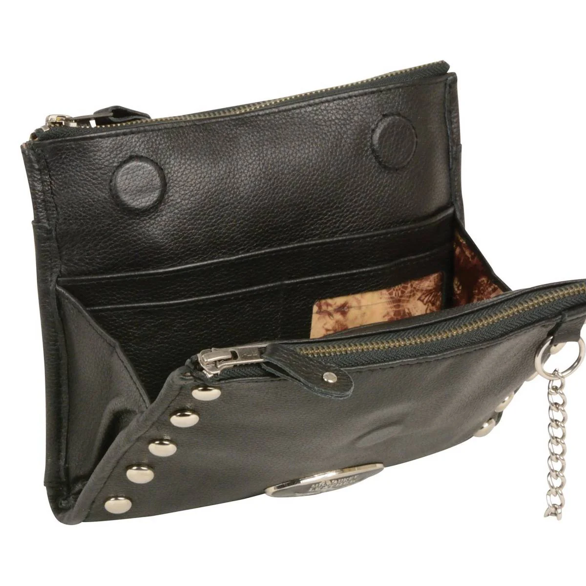 Milwaukee Leather MP8800 Women's Black Leather Studded Shoulder Bag 4 Milwaukee Leather MP8800 Women's Black Leather Studded Shoulder Bag
