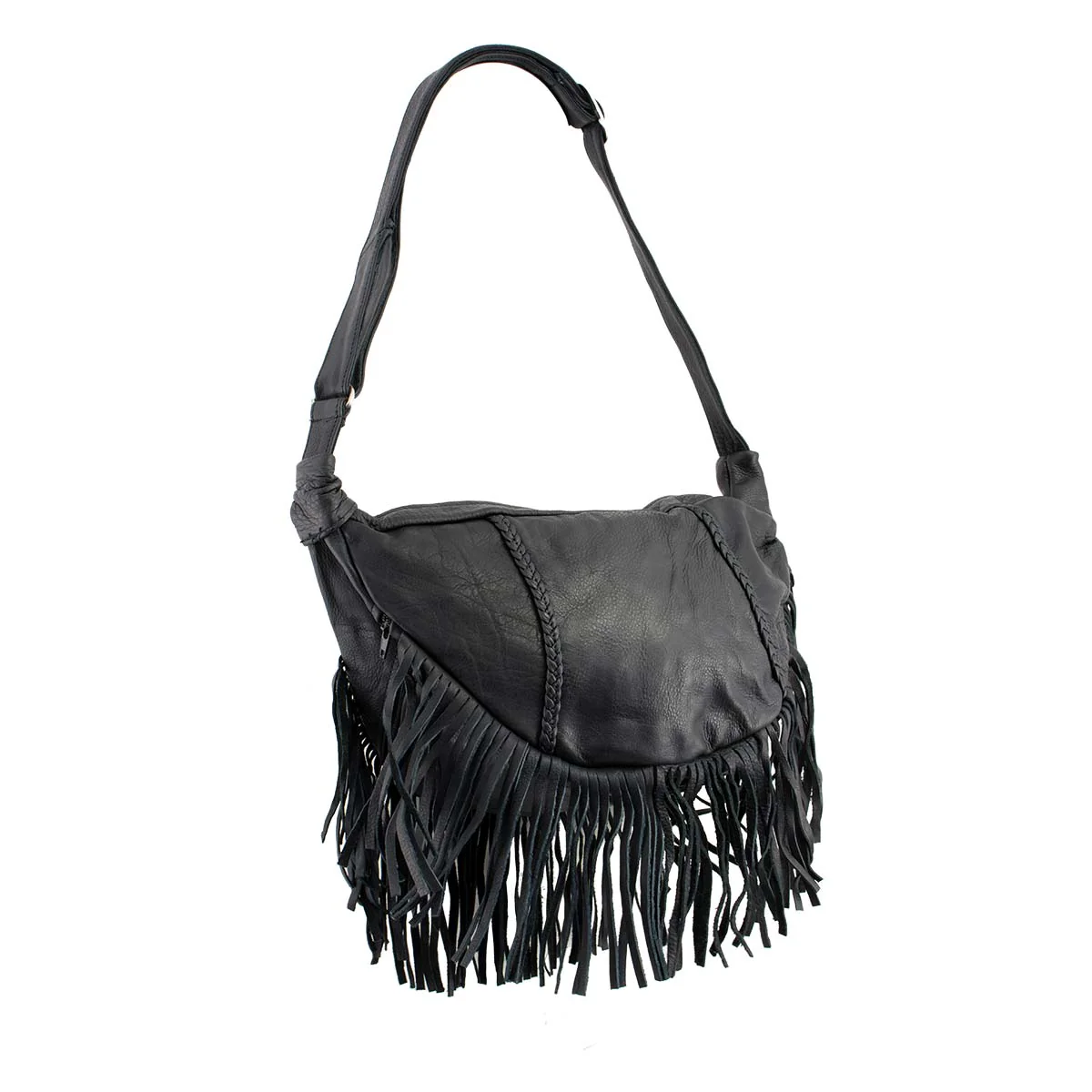 Milwaukee Leather SH397 Ladies 'Inlay Rose' Fringed Black and Pink Shoulder Bag 3 Milwaukee Leather SH397 Ladies 'Inlay Rose' Fringed Black and Pink Shoulder Bag