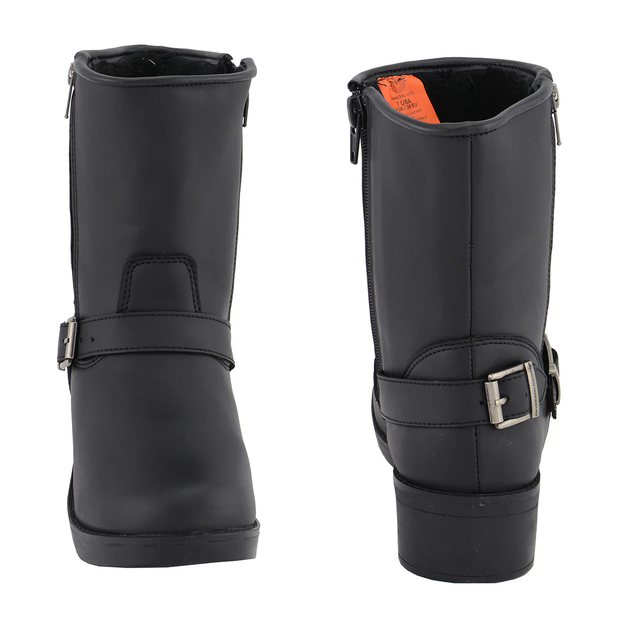 Milwaukee Leather MBL9475 Women's Classic Black Engineer Style Fashion Motorcycle Riding Boots w/ Side Zipper 9 Milwaukee Leather MBL9475 Women's Classic Black Engineer Style Fashion Motorcycle Riding Boots w/ Side Zipper