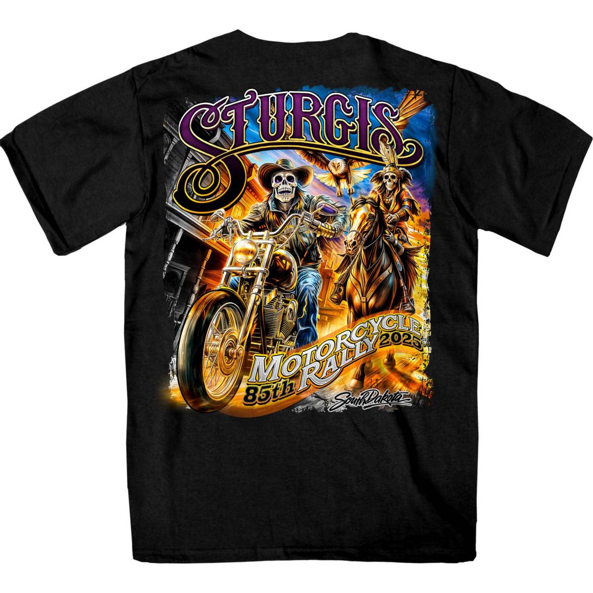 2025 Sturgis Motorcycle Rally #1 Ghost Rider Black Men's T-Shirt 2 2025 Sturgis Motorcycle Rally #1 Ghost Rider Black Men's T-Shirt