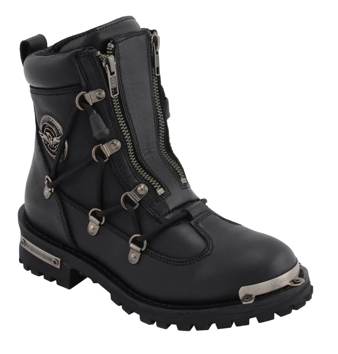 Milwaukee Leather MBL9375 Women's Premium Black Leather Diamond 6-Inch Twin Zipper Lock Motorccycle Riding Boots 10 Milwaukee Leather MBL9375 Women's Premium Black Leather Diamond 6-Inch Twin Zipper Lock Motorccycle Riding Boots