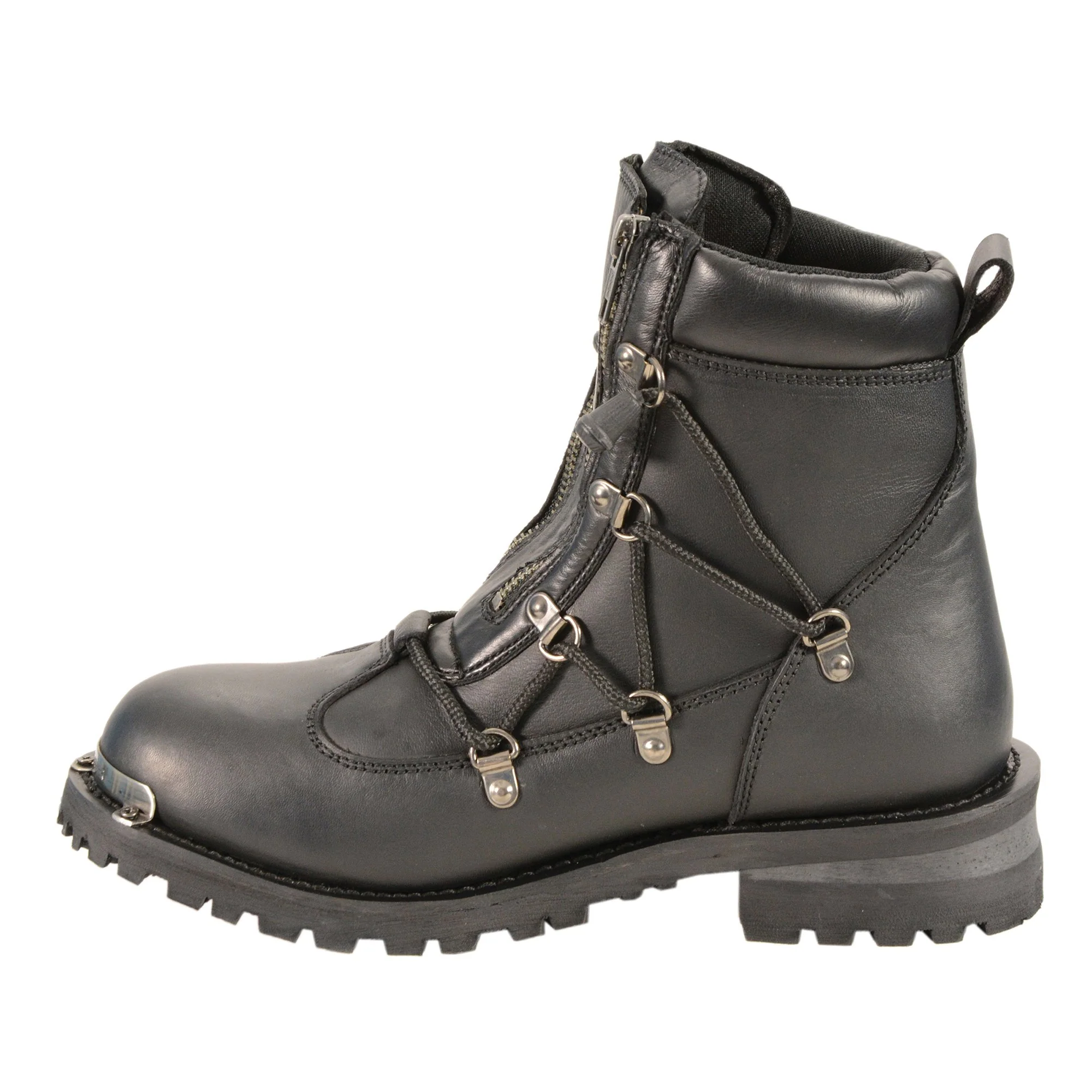 Milwaukee Leather MBL9375 Women's Premium Black Leather Diamond 6-Inch Twin Zipper Lock Motorccycle Riding Boots 6 Milwaukee Leather MBL9375 Women's Premium Black Leather Diamond 6-Inch Twin Zipper Lock Motorccycle Riding Boots