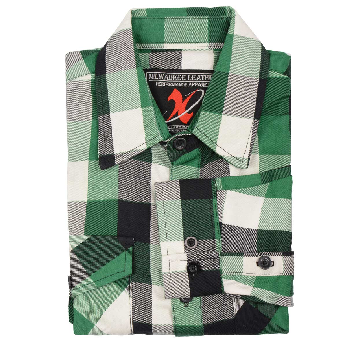 Milwaukee Leather MNG11636 Men's Flannel Plaid Shirt Green and White Long Sleeve Cotton Button Down Shirt 10 Milwaukee Leather MNG11636 Men's Flannel Plaid Shirt Green and White Long Sleeve Cotton Button Down Shirt