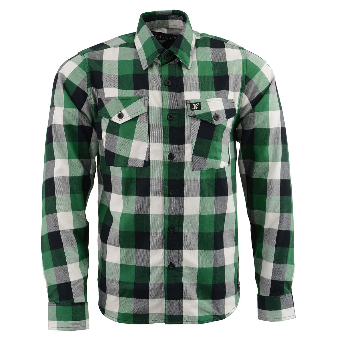Milwaukee Leather MNG11636 Men's Flannel Plaid Shirt Green and White Long Sleeve Cotton Button Down Shirt 4 Milwaukee Leather MNG11636 Men's Flannel Plaid Shirt Green and White Long Sleeve Cotton Button Down Shirt