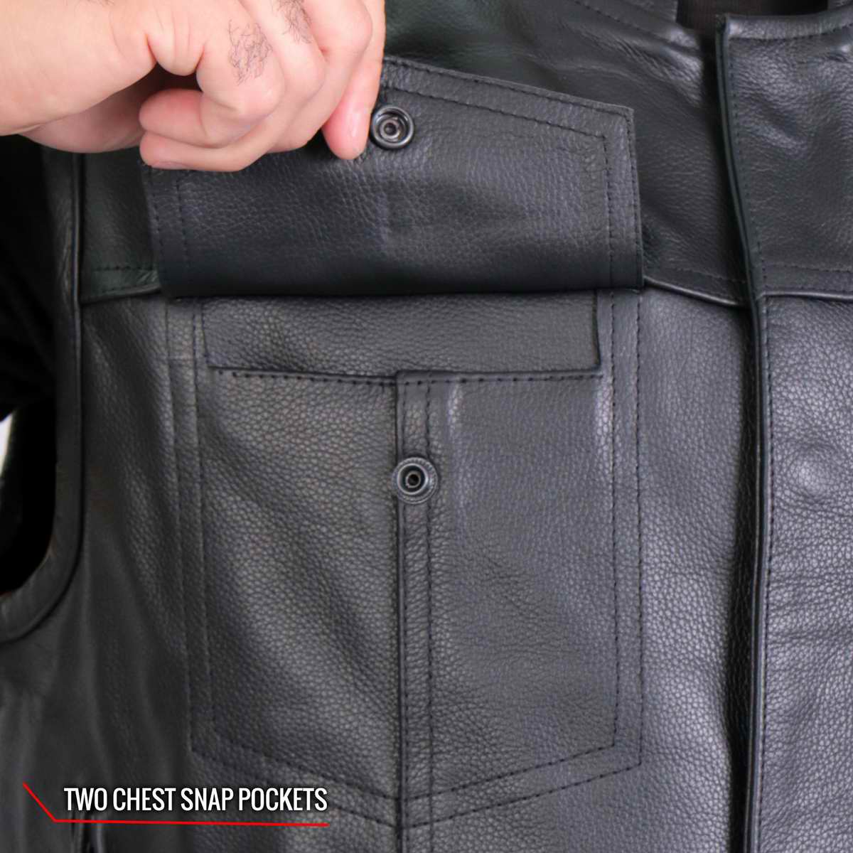 Hot Leathers VSM1056 Men's Black Vintage USA Flag Conceal and Carry Leather Vest 12 Hot Leathers VSM1056 Men's Black Vintage USA Flag Conceal and Carry Leather Vest