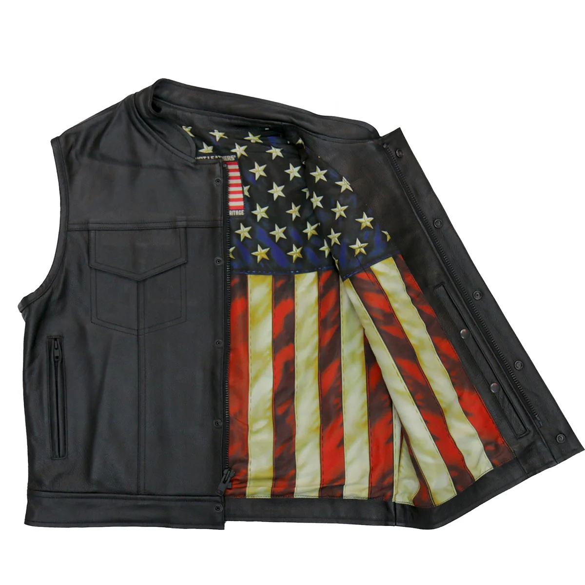 Hot Leathers VSM1056 Men's Black Vintage USA Flag Conceal and Carry Leather Vest 13 Hot Leathers VSM1056 Men's Black Vintage USA Flag Conceal and Carry Leather Vest