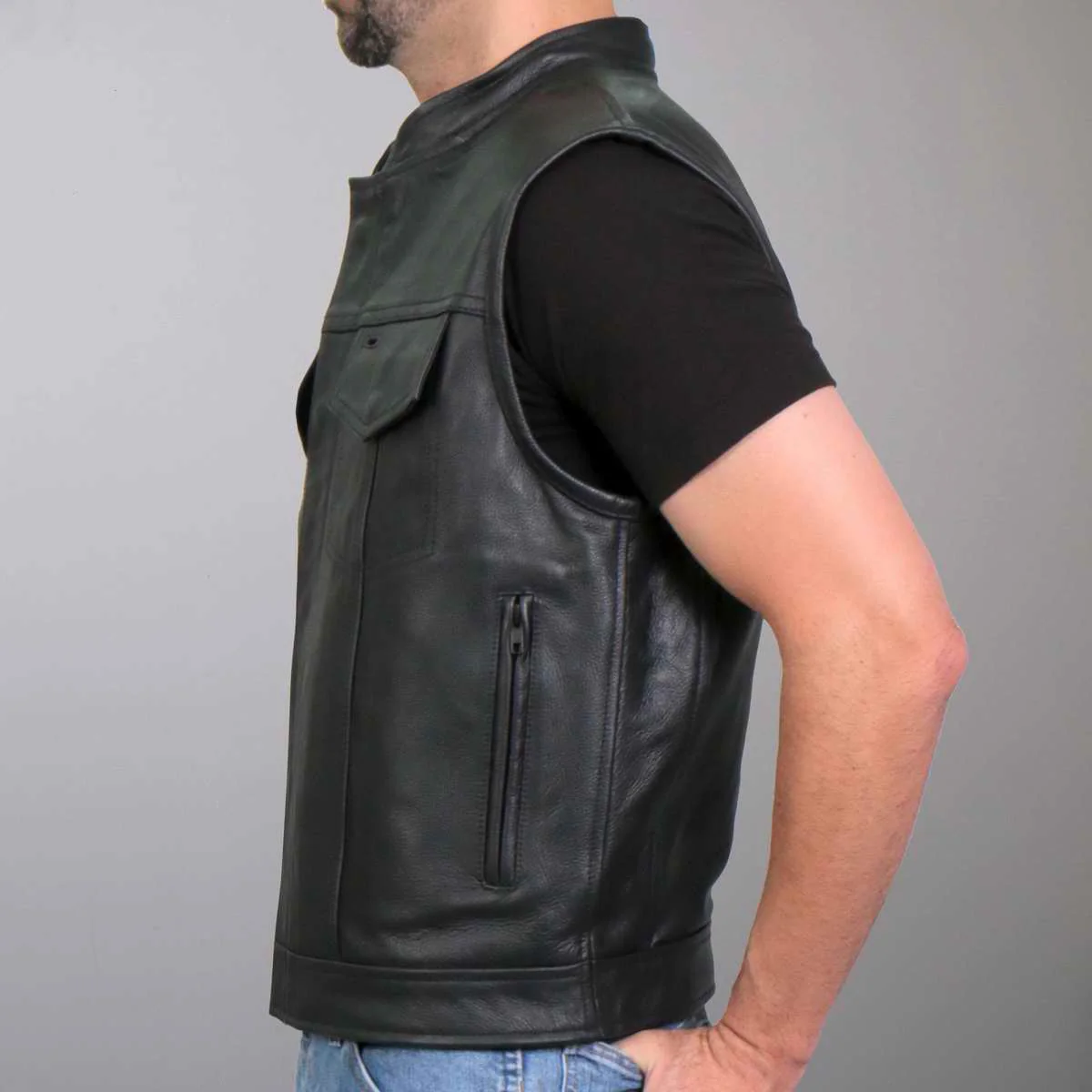 Hot Leathers VSM1056 Men's Black Vintage USA Flag Conceal and Carry Leather Vest 14 Hot Leathers VSM1056 Men's Black Vintage USA Flag Conceal and Carry Leather Vest