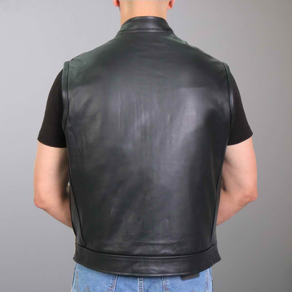 Hot Leathers VSM1056 Men's Black Vintage USA Flag Conceal and Carry Leather Vest 6 Hot Leathers VSM1056 Men's Black Vintage USA Flag Conceal and Carry Leather Vest