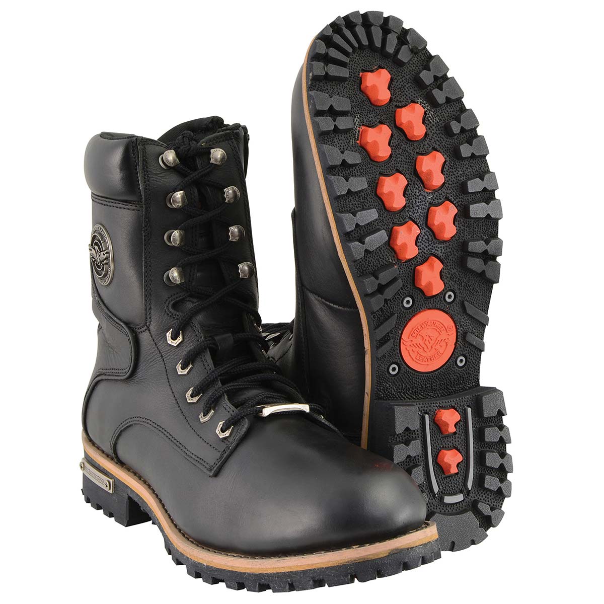 Milwaukee Leather Men's Classic Black Leather Lace-Up Logger Boots w/ Side Zipper MBM9095 10 Milwaukee Leather Men's Classic Black Leather Lace-Up Logger Boots w/ Side Zipper MBM9095
