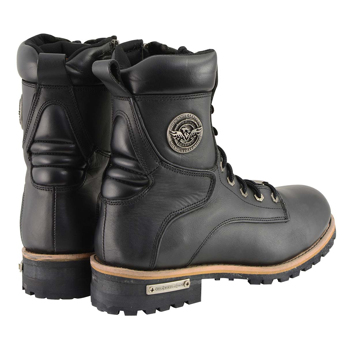Milwaukee Leather Men's Classic Black Leather Lace-Up Logger Boots w/ Side Zipper MBM9095 7 Milwaukee Leather Men's Classic Black Leather Lace-Up Logger Boots w/ Side Zipper MBM9095