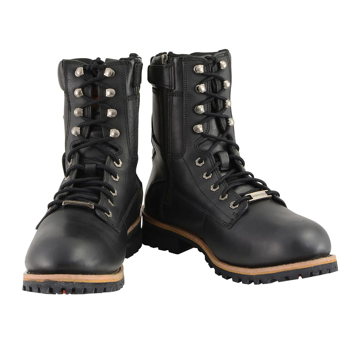 Milwaukee Leather Men's Classic Black Leather Lace-Up Logger Boots w/ Side Zipper MBM9095 9 Milwaukee Leather Men's Classic Black Leather Lace-Up Logger Boots w/ Side Zipper MBM9095