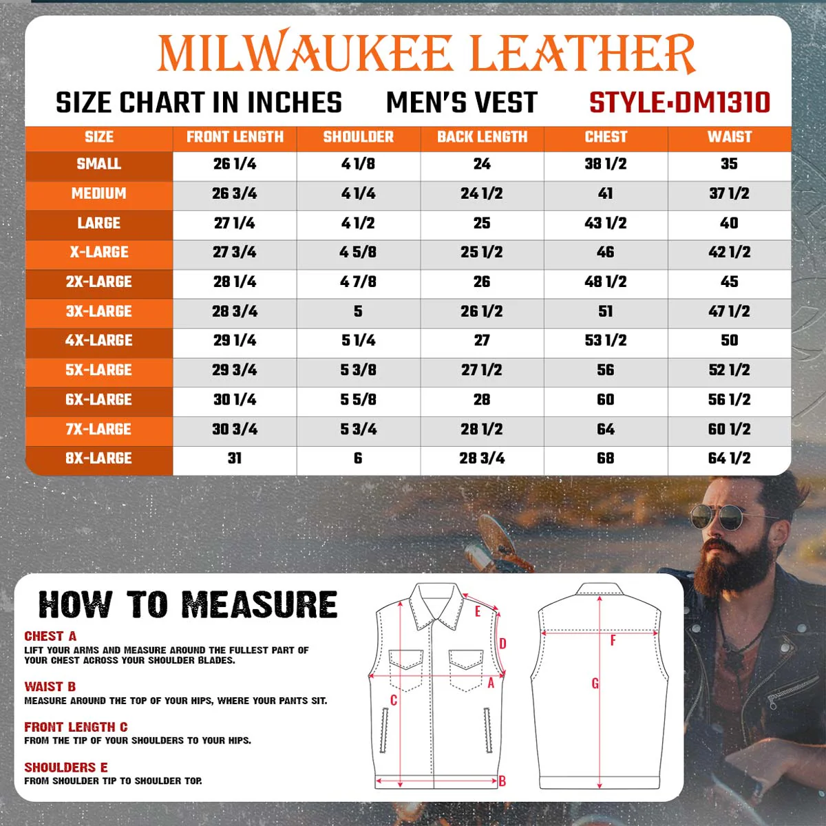 Milwaukee Leather DM1310 Men's Black Classic Denim Western Style Cowboy Biker Vest w/ Snap Button Closure 3 Milwaukee Leather DM1310 Men's Black Classic Denim Western Style Cowboy Biker Vest w/ Snap Button Closure