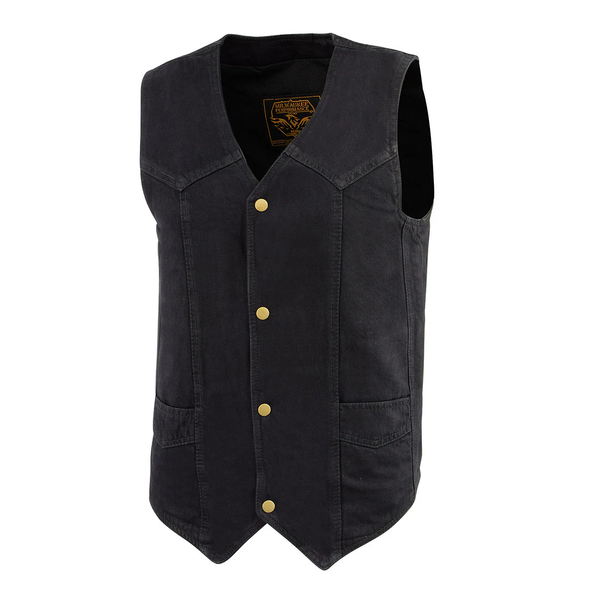 Milwaukee Leather DM1310 Men's Black Classic Denim Western Style Cowboy Biker Vest w/ Snap Button Closure 5 Milwaukee Leather DM1310 Men's Black Classic Denim Western Style Cowboy Biker Vest w/ Snap Button Closure