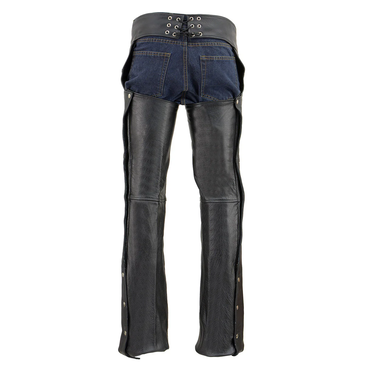 Milwaukee Leather Chaps for Men's Black Premium Leather- Classic Jean Style Pockets Motorcycle Riders Chap- LKM5781 2 Milwaukee Leather Chaps for Men's Black Premium Leather- Classic Jean Style Pockets Motorcycle Riders Chap- LKM5781