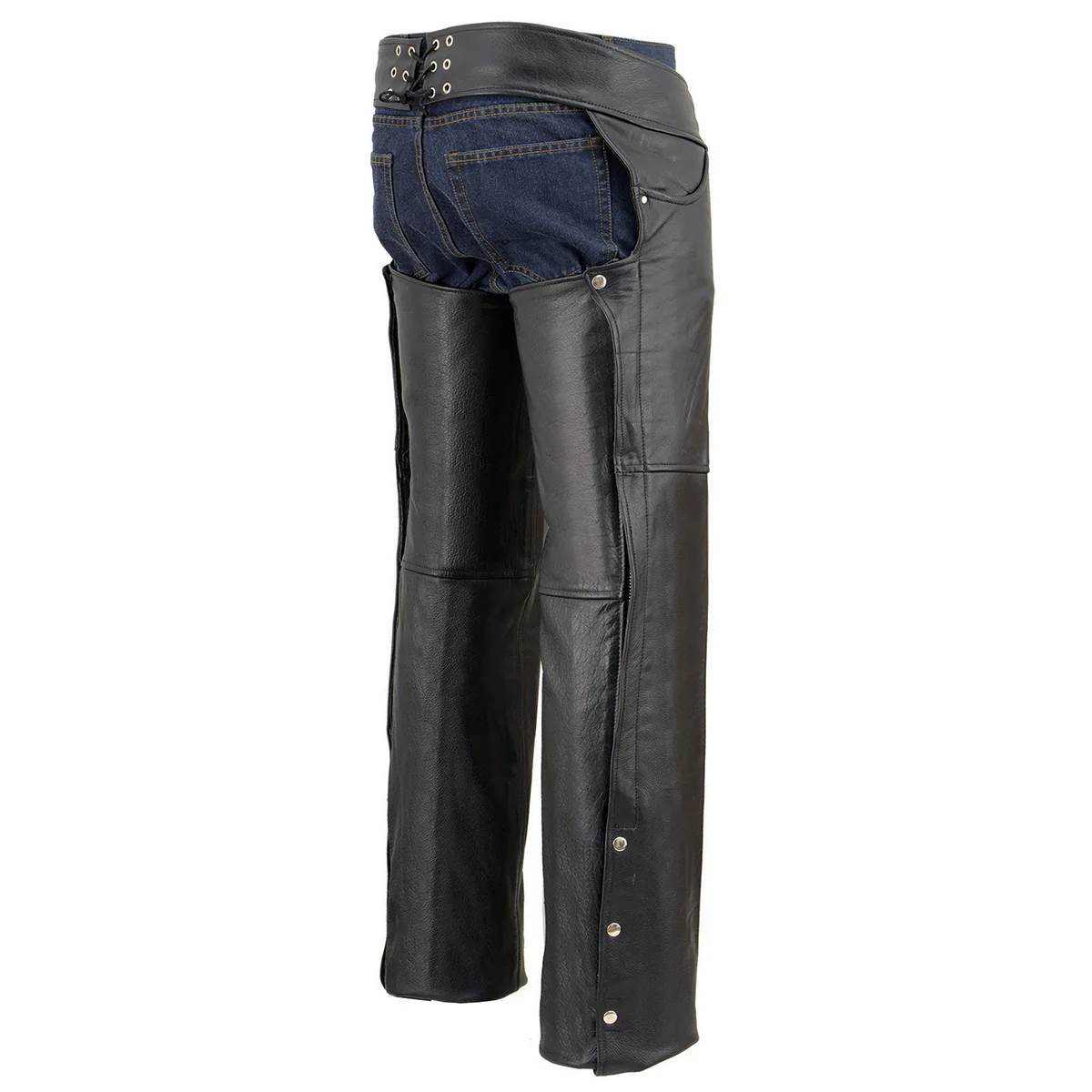 Milwaukee Leather Chaps for Men's Black Premium Leather- Classic Jean Style Pockets Motorcycle Riders Chap- LKM5781 4 Milwaukee Leather Chaps for Men's Black Premium Leather- Classic Jean Style Pockets Motorcycle Riders Chap- LKM5781