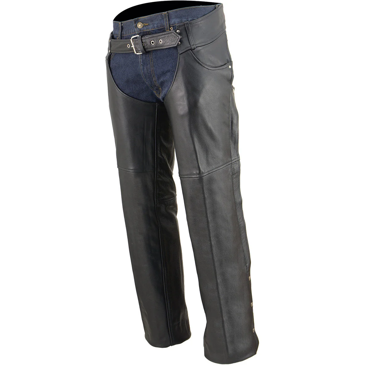 Milwaukee Leather Chaps for Men's Black Premium Leather- Classic Jean Style Pockets Motorcycle Riders Chap- LKM5781 5 Milwaukee Leather Chaps for Men's Black Premium Leather- Classic Jean Style Pockets Motorcycle Riders Chap- LKM5781