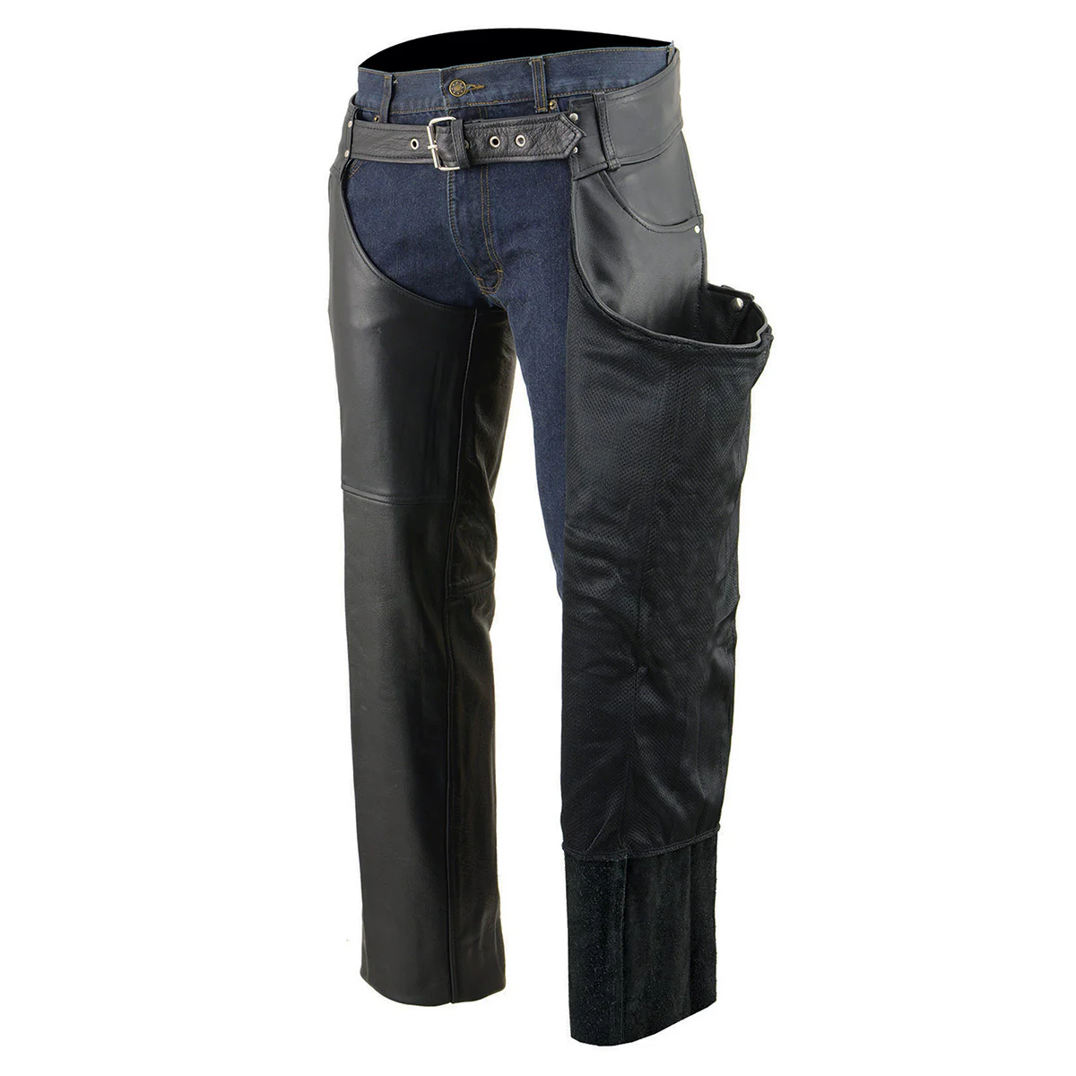 Milwaukee Leather Chaps for Men's Black Premium Leather- Classic Jean Style Pockets Motorcycle Riders Chap- LKM5781 7 Milwaukee Leather Chaps for Men's Black Premium Leather- Classic Jean Style Pockets Motorcycle Riders Chap- LKM5781