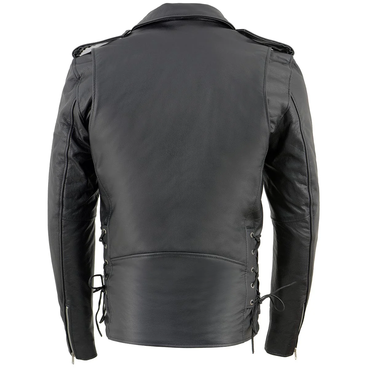 Milwaukee Leather SH1011TALL Black Classic Brando Motorcycle Jacket for Men Made of Cowhide Leather w/ Side Lacing 6 Milwaukee Leather SH1011TALL Black Classic Brando Motorcycle Jacket for Men Made of Cowhide Leather w/ Side Lacing