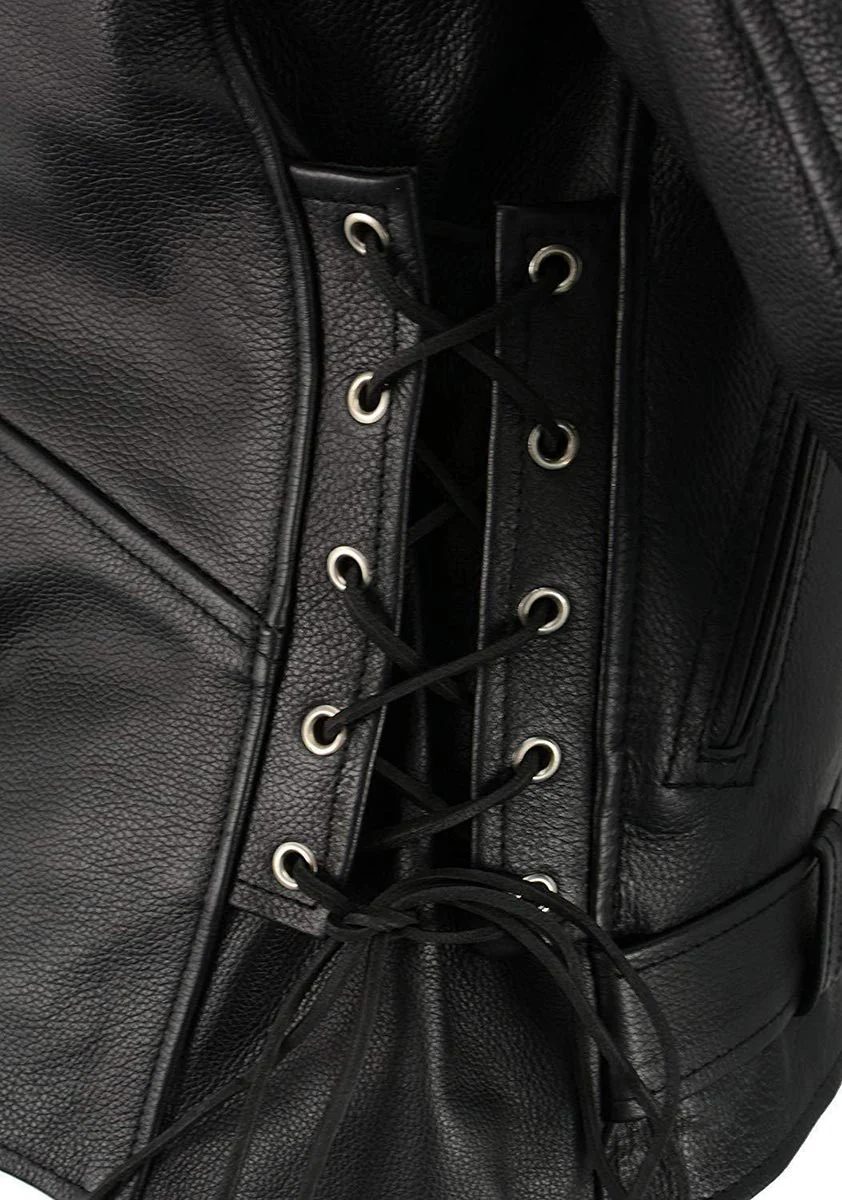 Milwaukee Leather SH1011TALL Black Classic Brando Motorcycle Jacket for Men Made of Cowhide Leather w/ Side Lacing 8 Milwaukee Leather SH1011TALL Black Classic Brando Motorcycle Jacket for Men Made of Cowhide Leather w/ Side Lacing