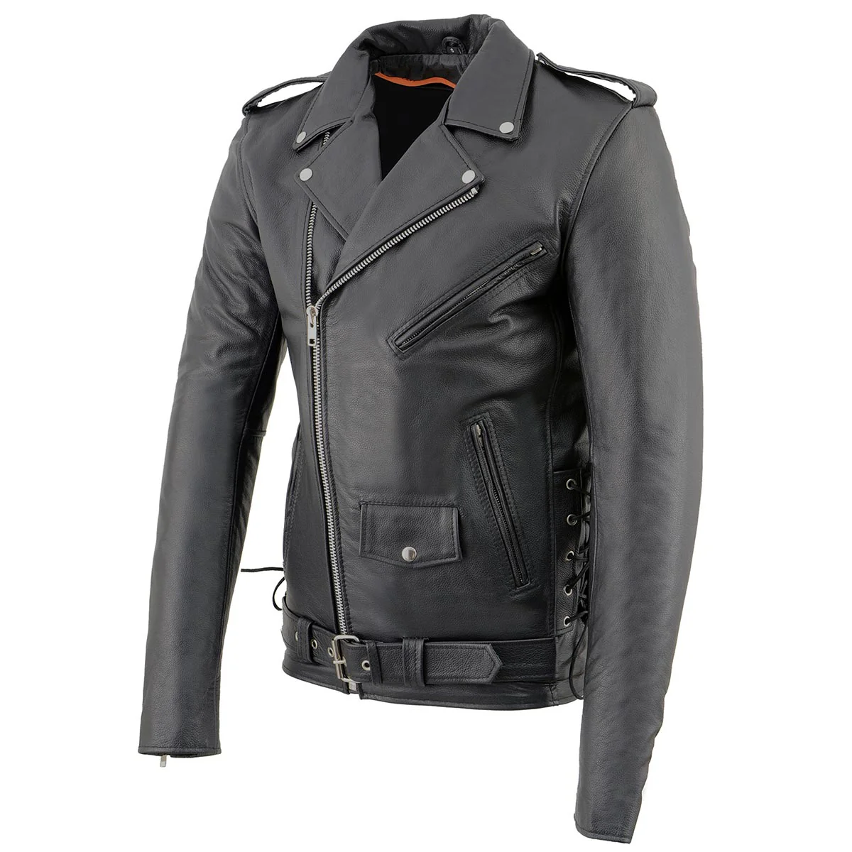 Milwaukee Leather SH1011TALL Black Classic Brando Motorcycle Jacket for Men Made of Cowhide Leather w/ Side Lacing 9 Milwaukee Leather SH1011TALL Black Classic Brando Motorcycle Jacket for Men Made of Cowhide Leather w/ Side Lacing