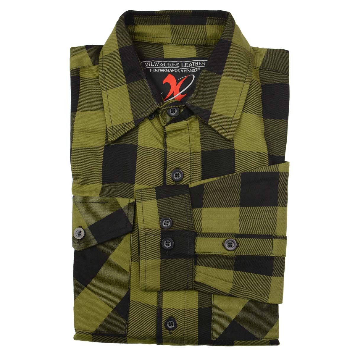 Milwaukee Leather MNG11668 Men's Black and Green Long Sleeve Cotton Flannel Shirt 8 Milwaukee Leather MNG11668 Men's Black and Green Long Sleeve Cotton Flannel Shirt