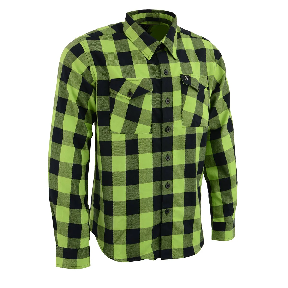 Milwaukee Leather MNG11632 Men's Flannel Plaid Black and Neon Green Long Sleeve Cotton Button Down Shirt 1 Milwaukee Leather MNG11632 Men's Flannel Plaid Black and Neon Green Long Sleeve Cotton Button Down Shirt