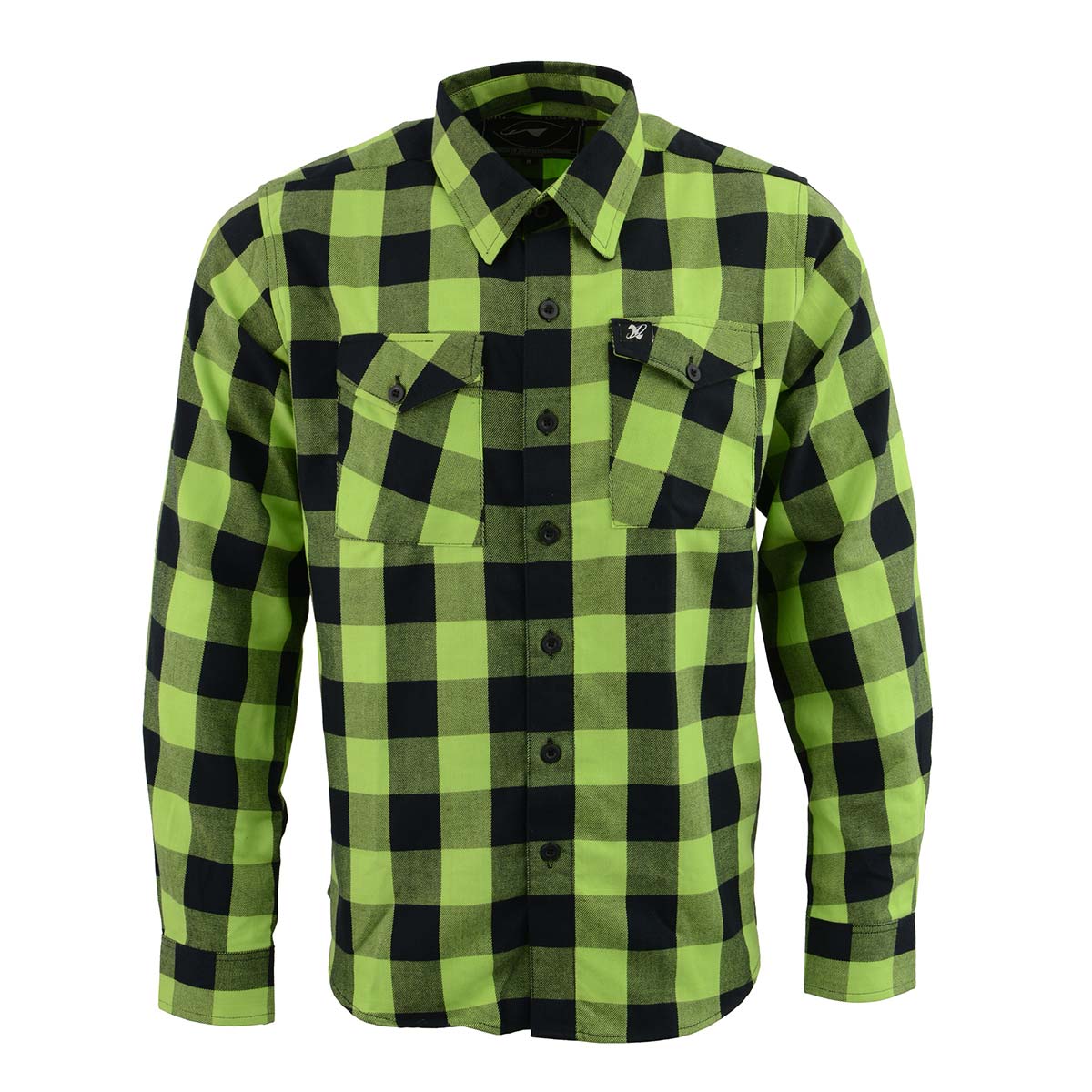 Milwaukee Leather MNG11632 Men's Flannel Plaid Black and Neon Green Long Sleeve Cotton Button Down Shirt 4 Milwaukee Leather MNG11632 Men's Flannel Plaid Black and Neon Green Long Sleeve Cotton Button Down Shirt