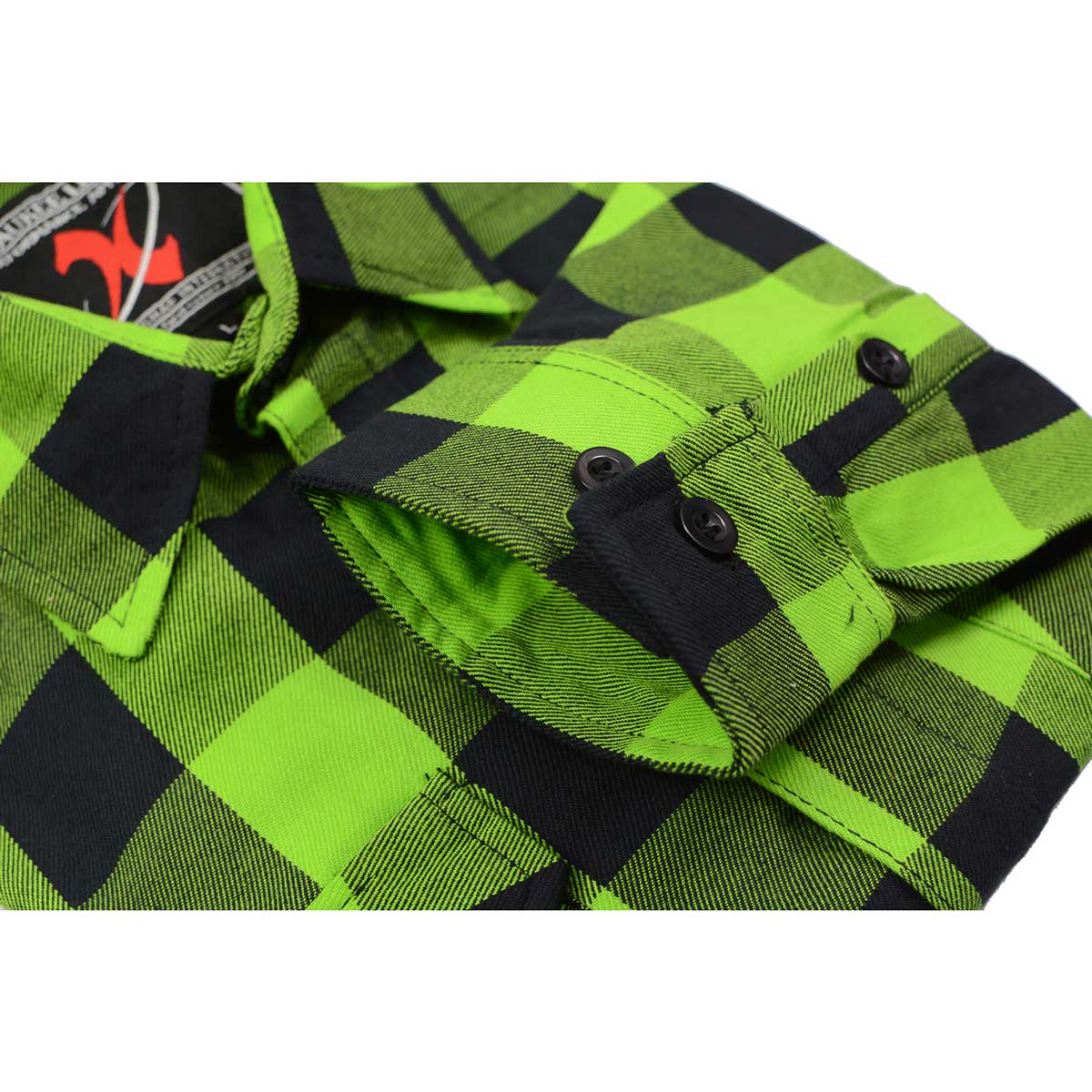 Milwaukee Leather MNG11632 Men's Flannel Plaid Black and Neon Green Long Sleeve Cotton Button Down Shirt 8 Milwaukee Leather MNG11632 Men's Flannel Plaid Black and Neon Green Long Sleeve Cotton Button Down Shirt